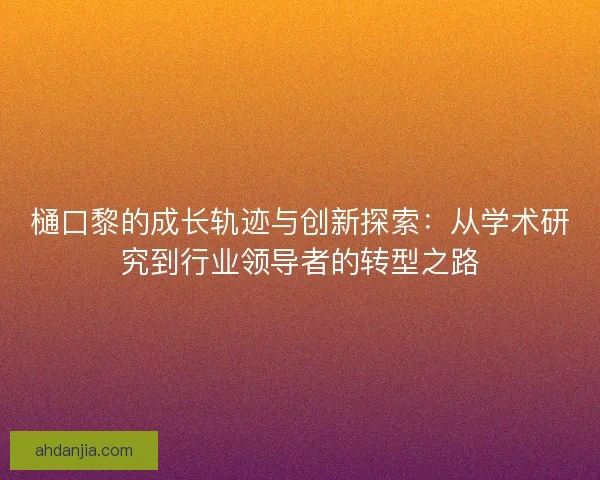 樋口黎的成长轨迹与创新探索：从学术研究到行业领导者的转型之路