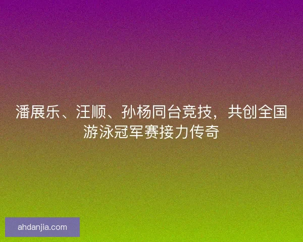 潘展乐、汪顺、孙杨同台竞技，共创全国游泳冠军赛接力传奇