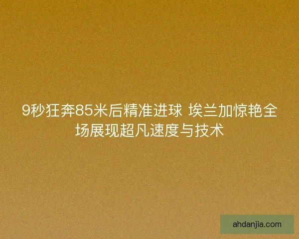 9秒狂奔85米后精准进球 埃兰加惊艳全场展现超凡速度与技术